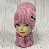 М 89042. Комплект для дівчинки, підлітка: шапка з флісом  і  хомут,  різні кольори 4-15 років, фото 5
