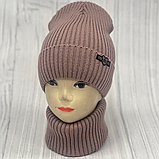 М 89042. Комплект для дівчинки, підлітка: шапка з флісом  і  хомут,  різні кольори 4-15 років, фото 7