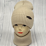 М 89042. Комплект для дівчинки, підлітка: шапка з флісом  і  хомут,  різні кольори 4-15 років, фото 8