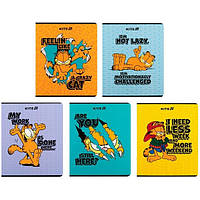 Зошит шкільний Kite 24 аркушів клітинка, УФ лак об'ємний + софт тач Garfield