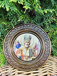 Дерев'яна тарілка (ікона) "Св. Микола Чудотворець" 16,5 см