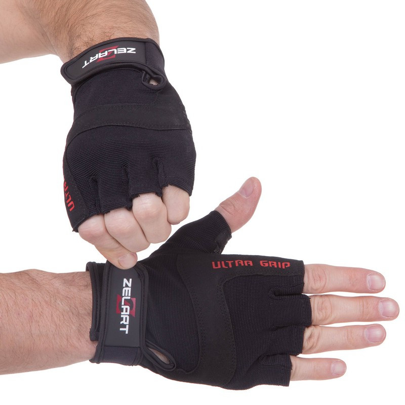 Рукавиці для фітнесу та тренувань Zelart SB-161067 р.2XL, чорні фітнес рукавички, фото 1