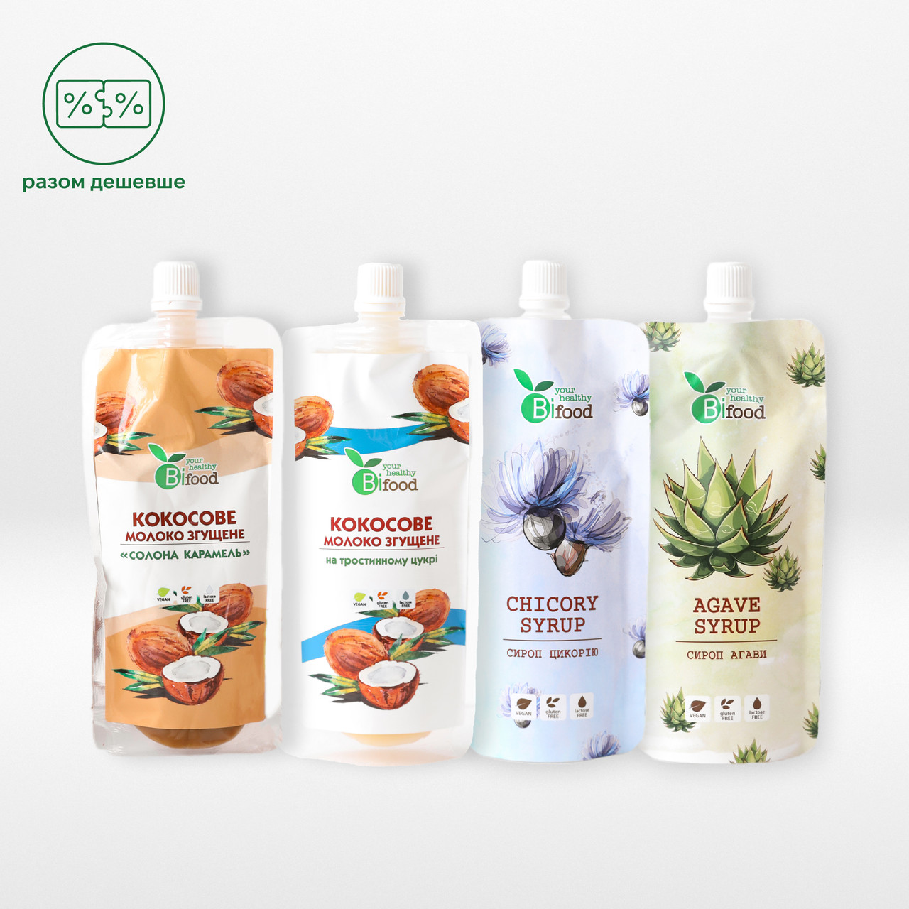 Солодкий топінг-сет без цукру та лактози 4*150г Bifood