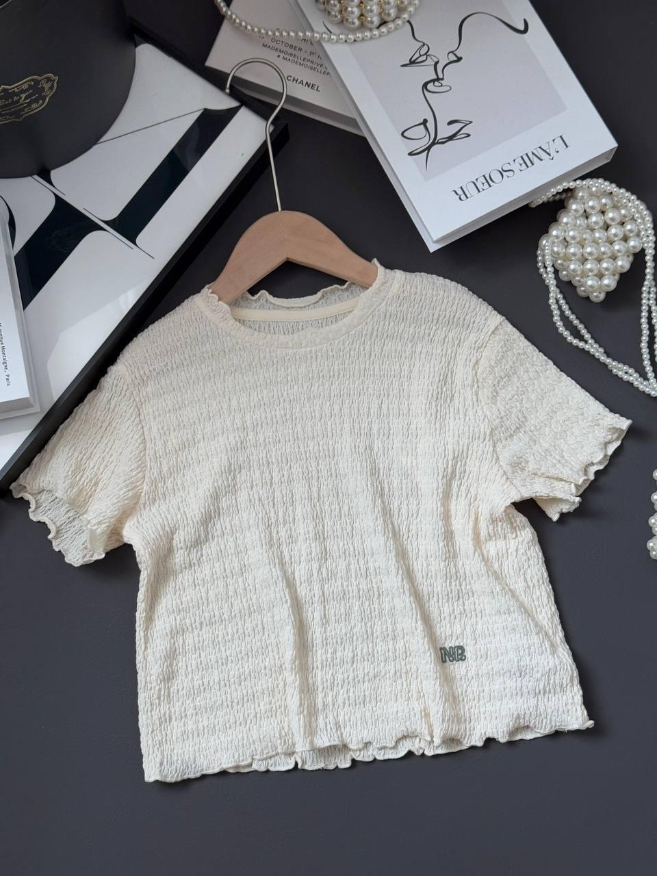 Муслинова футболка для дівчинки Молочний SZ342319 , 100, SZZTZZ, Молочний, Для дівчаток, Літо, 104, фото 1