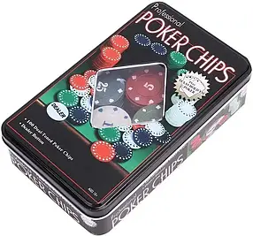 Набір для гри в покер на 100 фішек "Техаський холдем" (жестяна коробка)