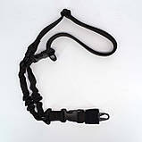 Тактичний одноточковий ремінь з банджі і металевим кріпленням чорний, фото 2