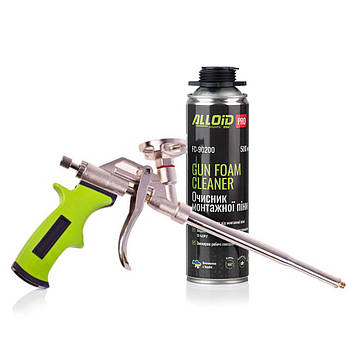 Набір пістолет для монтажної піни з гумовою ручкою +очисник монтажної піни 500мл GF-0522+FC-90200