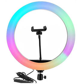 Кільцева світлодіодна лампа RGB MJ-36 36 см від USB з тримачем для телефона