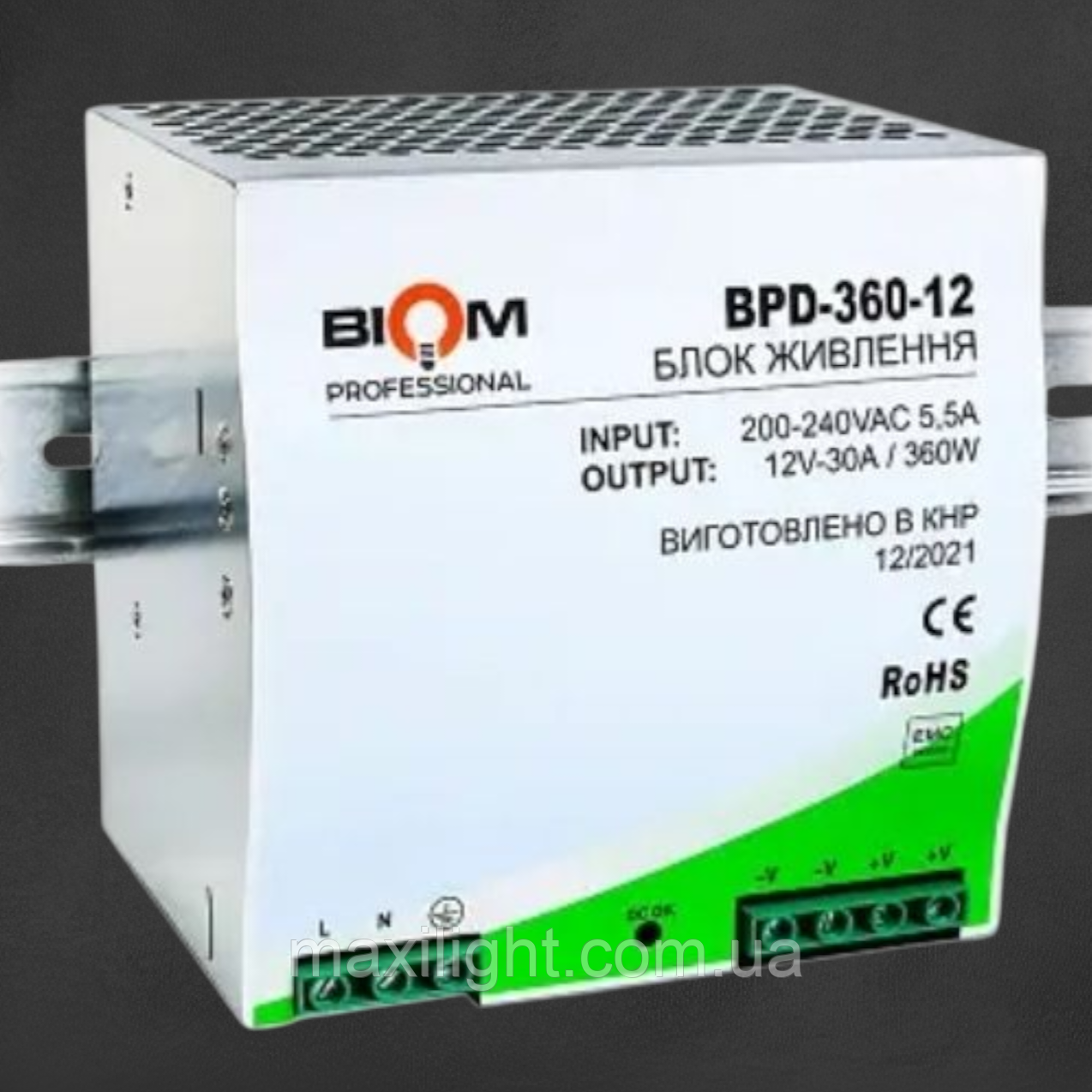 Блок живлення Biom Professional DC12 360W BPD-360-12 30A под DIN-рейку