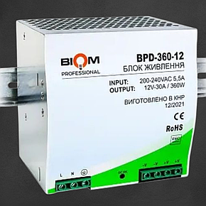 Блок живлення Biom Professional DC12 360W BPD-360-12 30A под DIN-рейку, фото 1