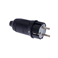 Вилка каучук 16 А із заземленням IP44, FAR силова, електрична каучукова вилка чорна