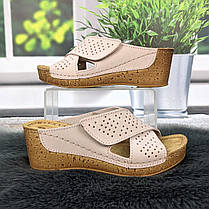 Шльопанці жіночі Inblu рожеві шкіряні на платформі 4958, фото 3