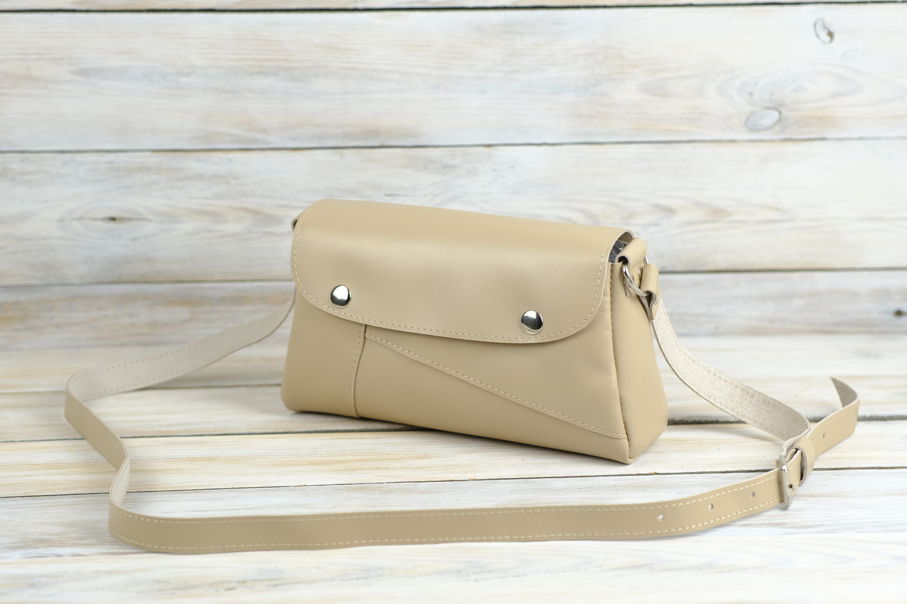 Жіноча сумка Тіффані з натуральної шкіри колір Бежевий