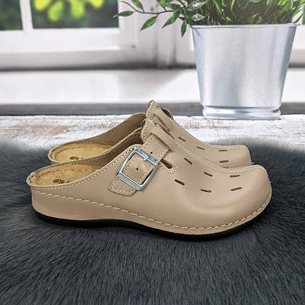 Сабо жіночі Inblu бежеві шкіряні закриті шльопанці 4956, фото 1