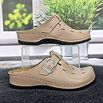 Сабо жіночі Inblu бежеві шкіряні закриті шльопанці 4956, фото 2