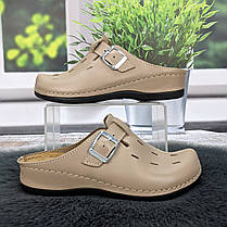 Сабо жіночі Inblu бежеві шкіряні закриті шльопанці 4956, фото 3