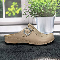 Сабо жіночі Inblu бежеві шкіряні закриті шльопанці 4956, фото 5