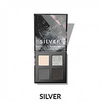 Палетка тіней для повік Ultra Colour Silver Сіро- срібляста, 4 кольори 2,8 г