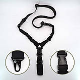 Тактичний одноточковий ремінь з банджі і металевим кріпленням чорний, фото 3