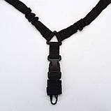 Тактичний одноточковий ремінь з банджі і металевим кріпленням чорний, фото 5
