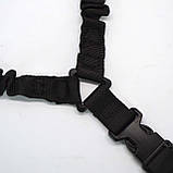 Тактичний одноточковий ремінь з банджі і металевим кріпленням чорний, фото 7