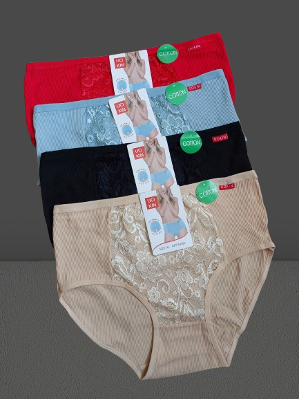 Труси плавки жіночі бавовна рубчик №9366 р.50 52 54 .Від 6шт по 48грн., фото 1