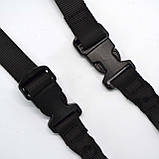 Тактичний одноточковий ремінь з банджі і металевим кріпленням чорний, фото 8