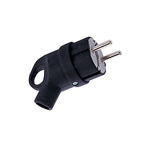 Вилка каучук 16 А із заземленням IP44 з кільцем, FAR силова, електрична каучукова вилка чорна
