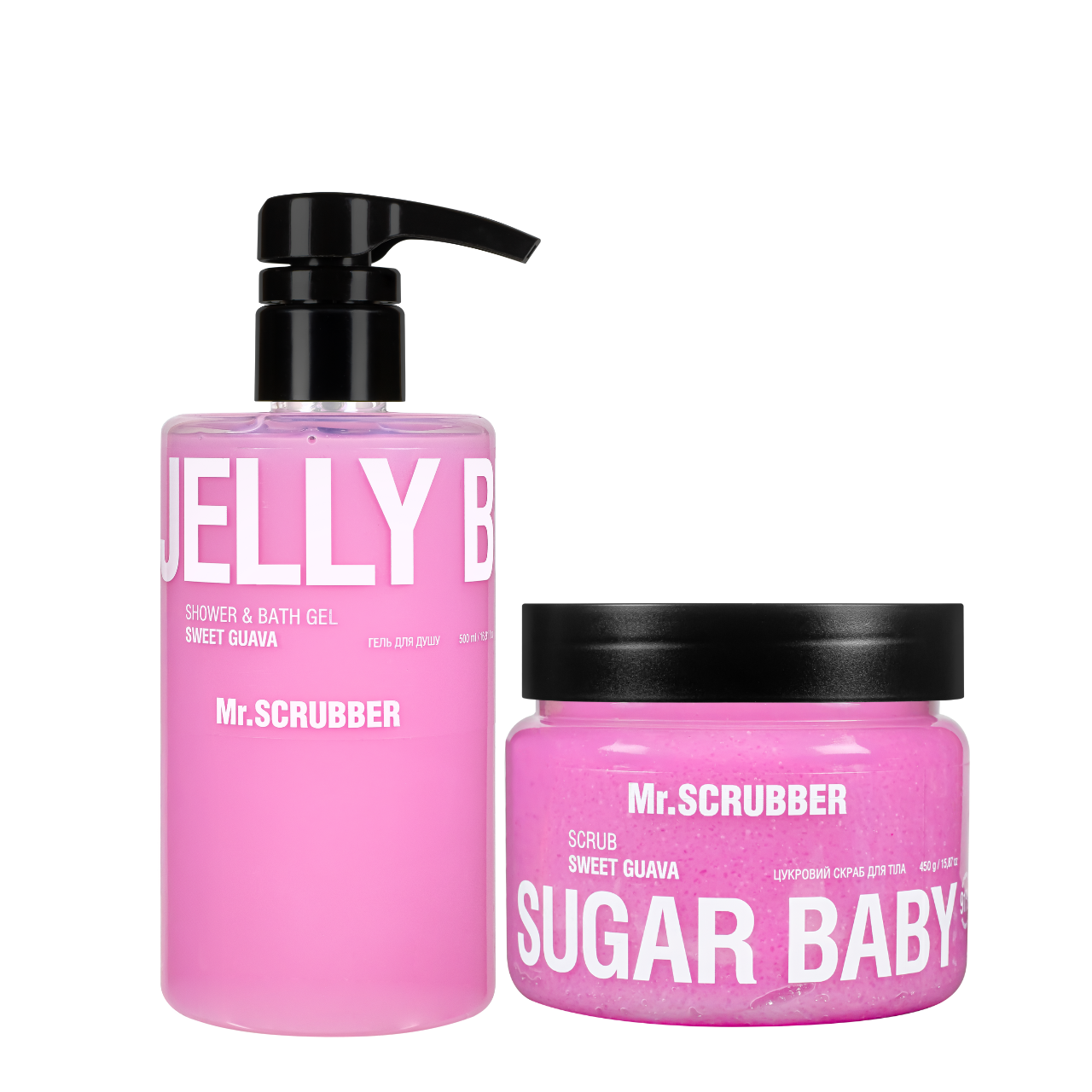 Набір для тіла жіночий Mr.Scrubber Sweet Guava: гель для душу Jelly Bubbles, скраб для тіла Sugar Baby, фото 1