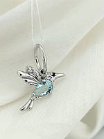 Срібний кулон колібрі з цирконієм