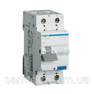 Дифавтомат 20A 30мА 6кА 2 полюси уставка B тип A AD920J Hager
