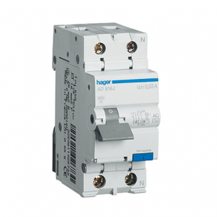 Дифавтомат 6A 30мА 6кА 2 полюси уставка B тип A AD906J Hager