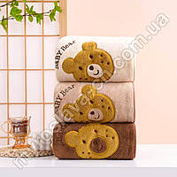 Рушник для обличчя однотонний  "Ведмедик" (мікрофібра)