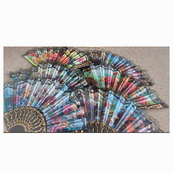 Віяло 23,5см, квіти, мереживо YG0190 G-Rich