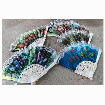 Віяло 22,5см Квіти YG0189 G-Rich