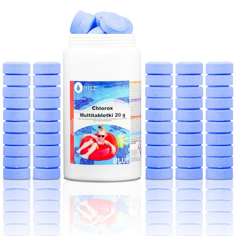 CHLOROX BLUE TABS багатофункціональні таблетки для басейну 50шт 1кг (таблетка 20г)., фото 1