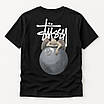 Чоловіча футболка Stussy чорна з принтом – вільна посадка, streetwear стиль, фото 6