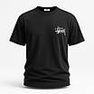 Чоловіча футболка Stussy чорна з принтом – вільна посадка, streetwear стиль, фото 2