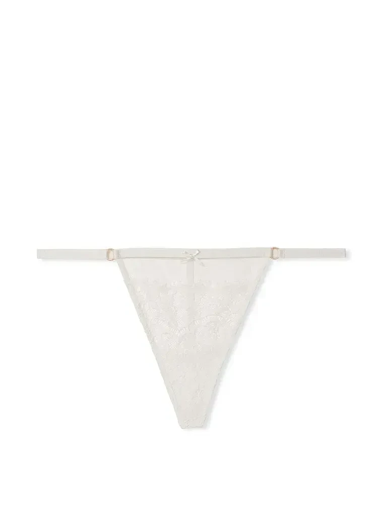 Трусики Victoria's Secret Victoria's Secret Lace V-String Panty Мереживні cтрінги, Білі М, фото 1