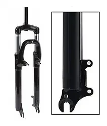 Вилка 26" амортизаційна 1.1/8"(28,6мм) x 210 мм V-brake/Disc хід 60 мм Чорна безрізьбова, фото 1