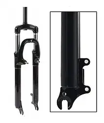 Вилка 26" амортизаційна 1.1/8"(28,6мм) x 210 мм V-brake/Disc хід 60 мм Чорна безрізьбова