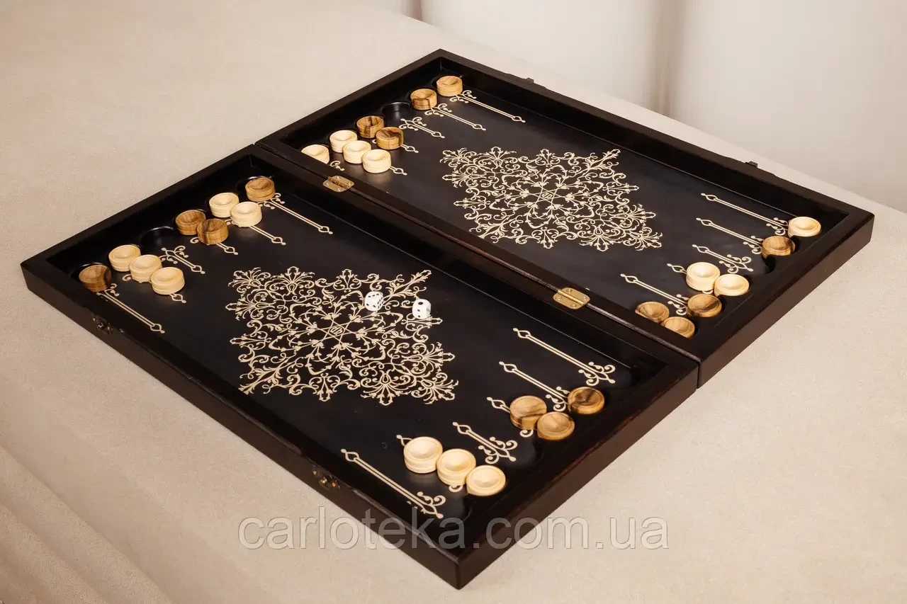 Дерев’яні нарди подарункові, ручна робота, різьблені Carloteka, фото 1