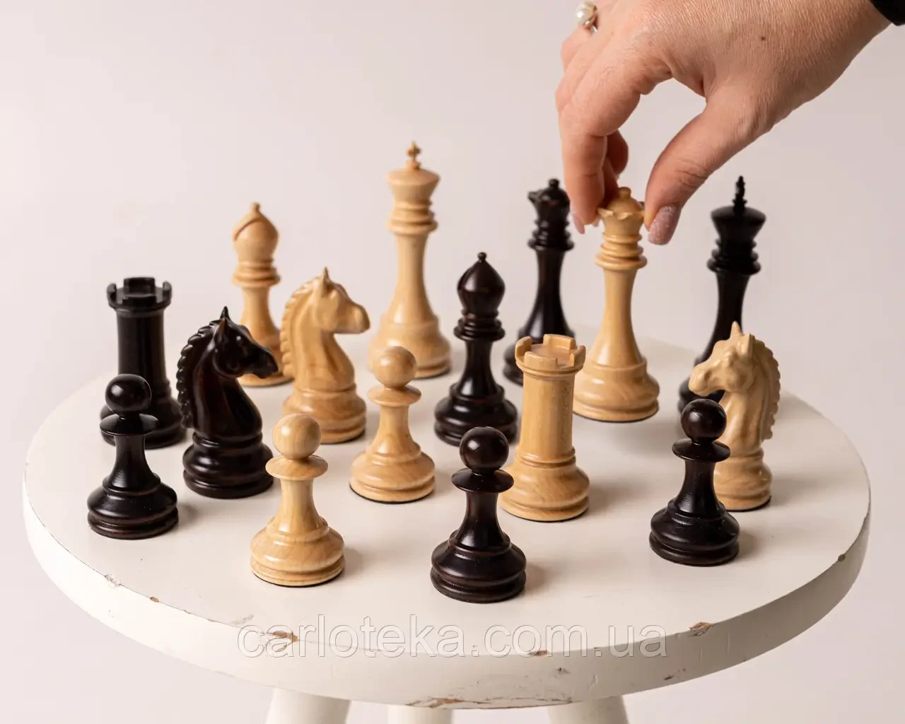 Шахові фігури дерев’яні з шкіряною підкладкою, для дошки 50–55 см, фото 1