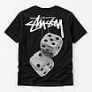 Чоловіча футболка Stussy чорна з принтом кубиків – вільний крій, вуличний стиль, фото 6