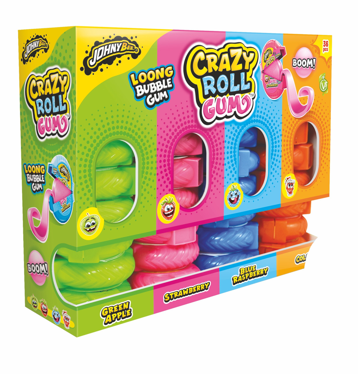 Цукерки - жуйки Crazy Roll Gum STAND 36шт/дисп TM Johny Bee