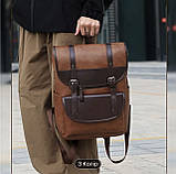 Чоловічий діловий рюкзак зі штучної шкіри., фото 2