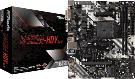 Материнська плата ASRock B450M-HDV R4.0 Socket AM4 (B450M-HDV R4.0) Б/В, фото 1