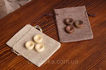 Лляні мішечки для фішок нард/шашок, набір 2 шт, 13.5×10 см