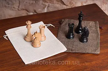 Лляні мішечки для шахових фігур, набір 2 шт, 22.5×17 см