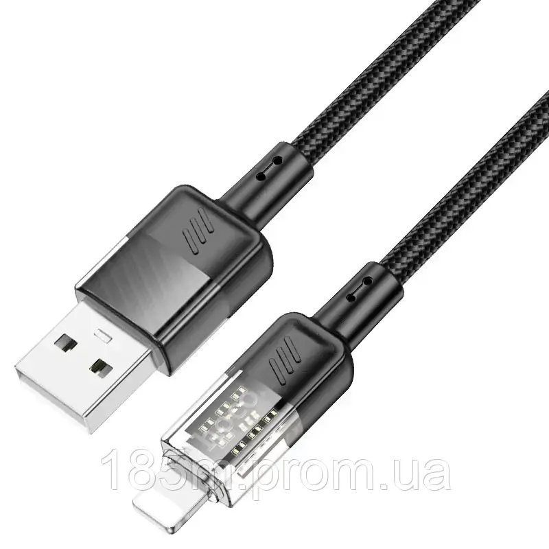 Кабель HOCO USB to Lightning U129 2,4A 1.2m чорний, фото 1